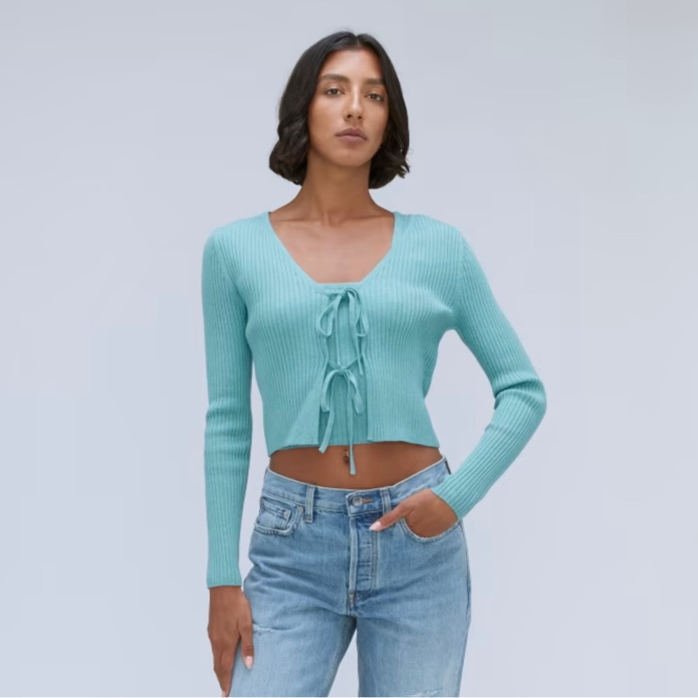 EVERLANE The Cotton-Merino Front-Tie Top